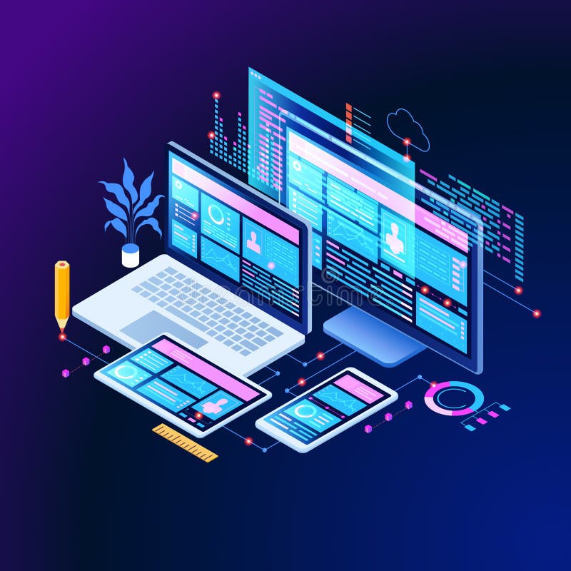 Кросс-платформенное знамя концепции иллюстрация вектора